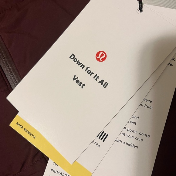 Lululemon Down for it all Vest size 4 - Picture 2 of 3